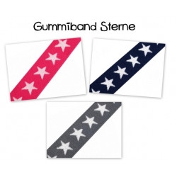 Gummiband Sterne - 20mm grau / pink / blau